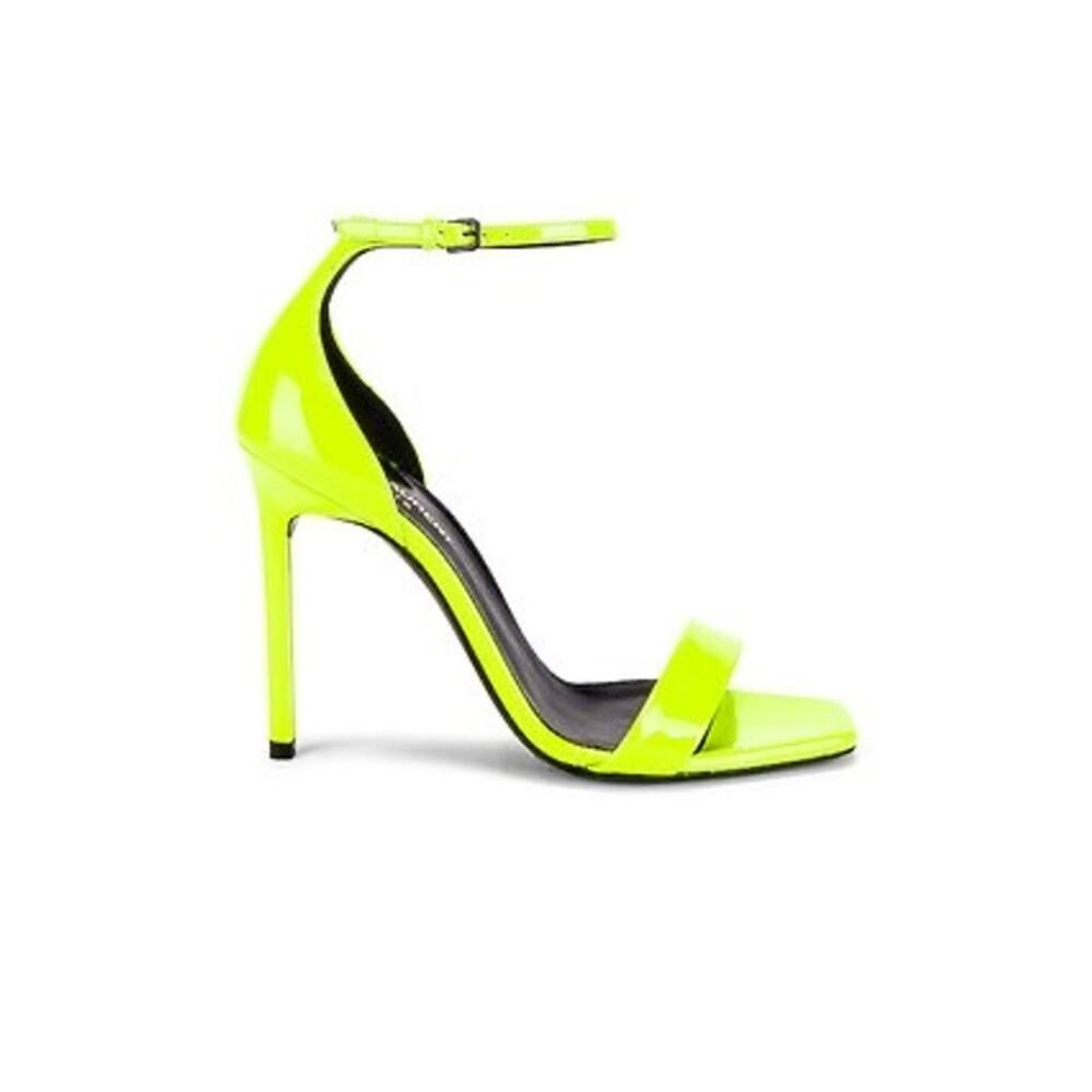 SAINT LAURENT Amber Ankle Strap Sandals in Fluo Yellow size EU 36